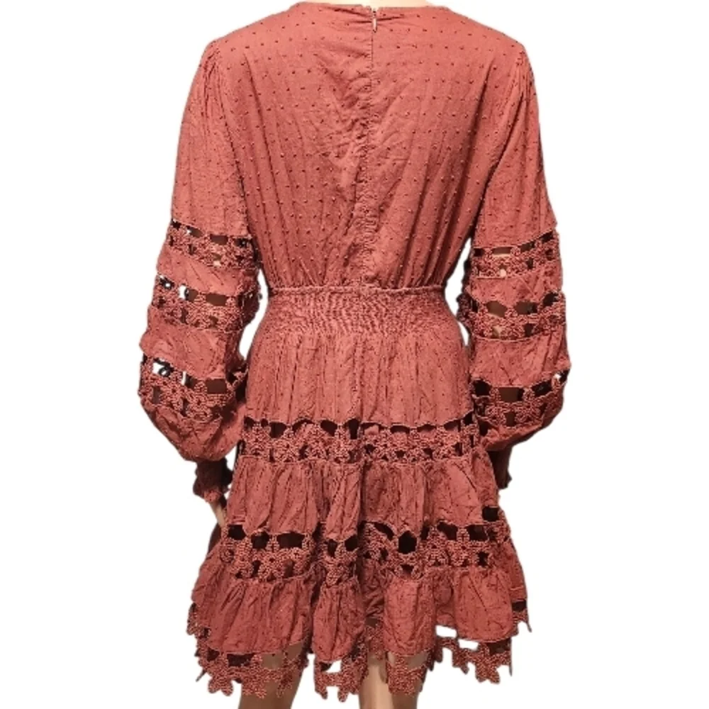L'ATISTE Deep V-Neck Rust Dress - Picture 6 of 9